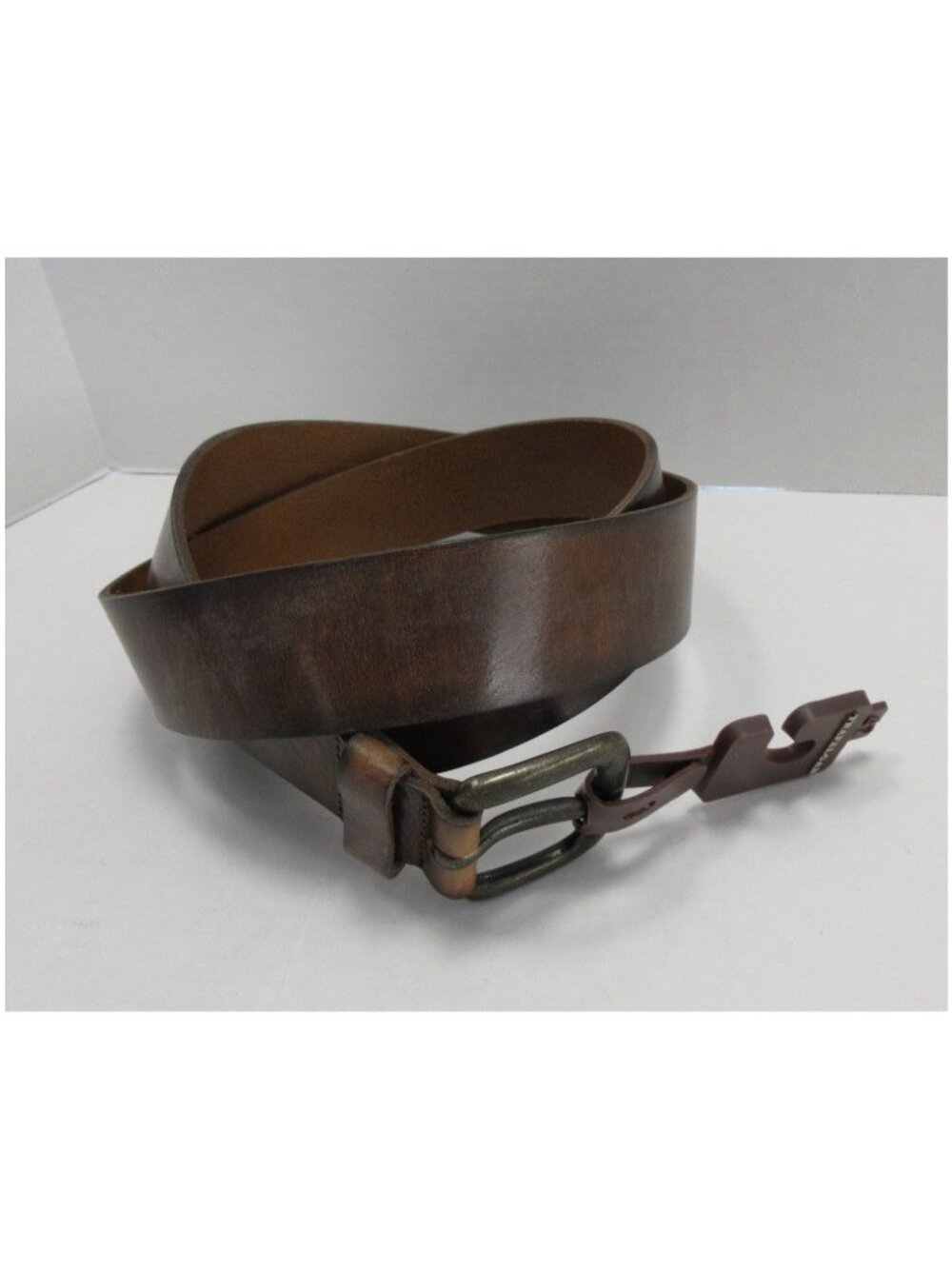 Trafalgar Belt 42 Tan Leather Brass Buckle Classic Casual Made In USA